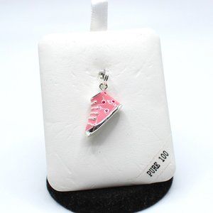 Sterling Silver High Top Sneaker Pink .925 Charm Pendant